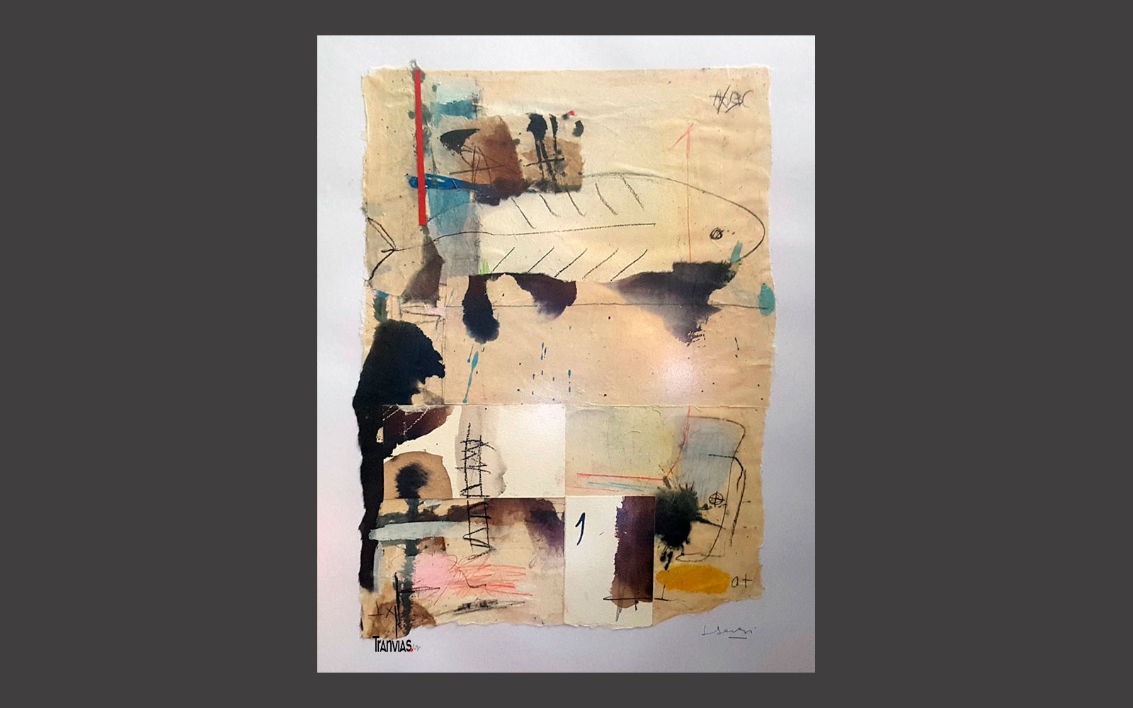 Lala Severi - Pintura collage, tinta, lápiz y pastel sobre papel gampi japonés
