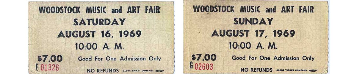dos entradas, una para el día 16 y la otra apara el 17 de agosto del 1969