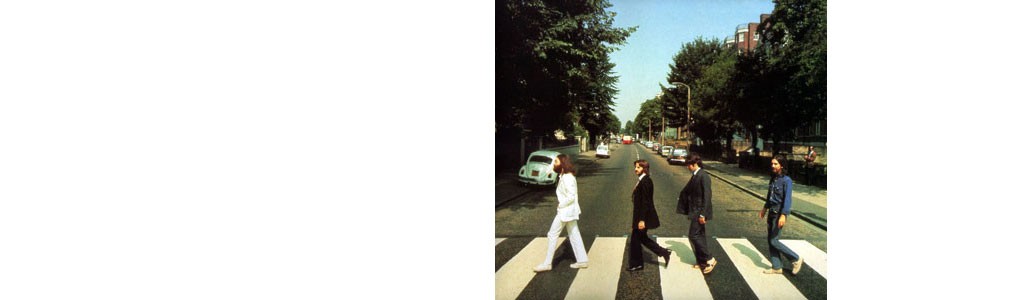 Una foto - tapa distinta a la original. Lennon camina en otra dirección, ver Wolsvagen