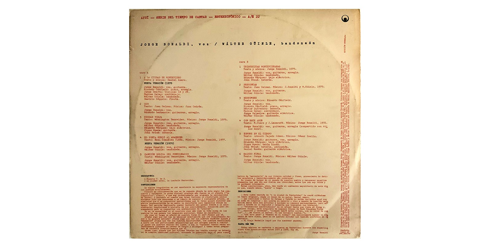 contra tapa lp Montevideo, Bonaldi, 1979