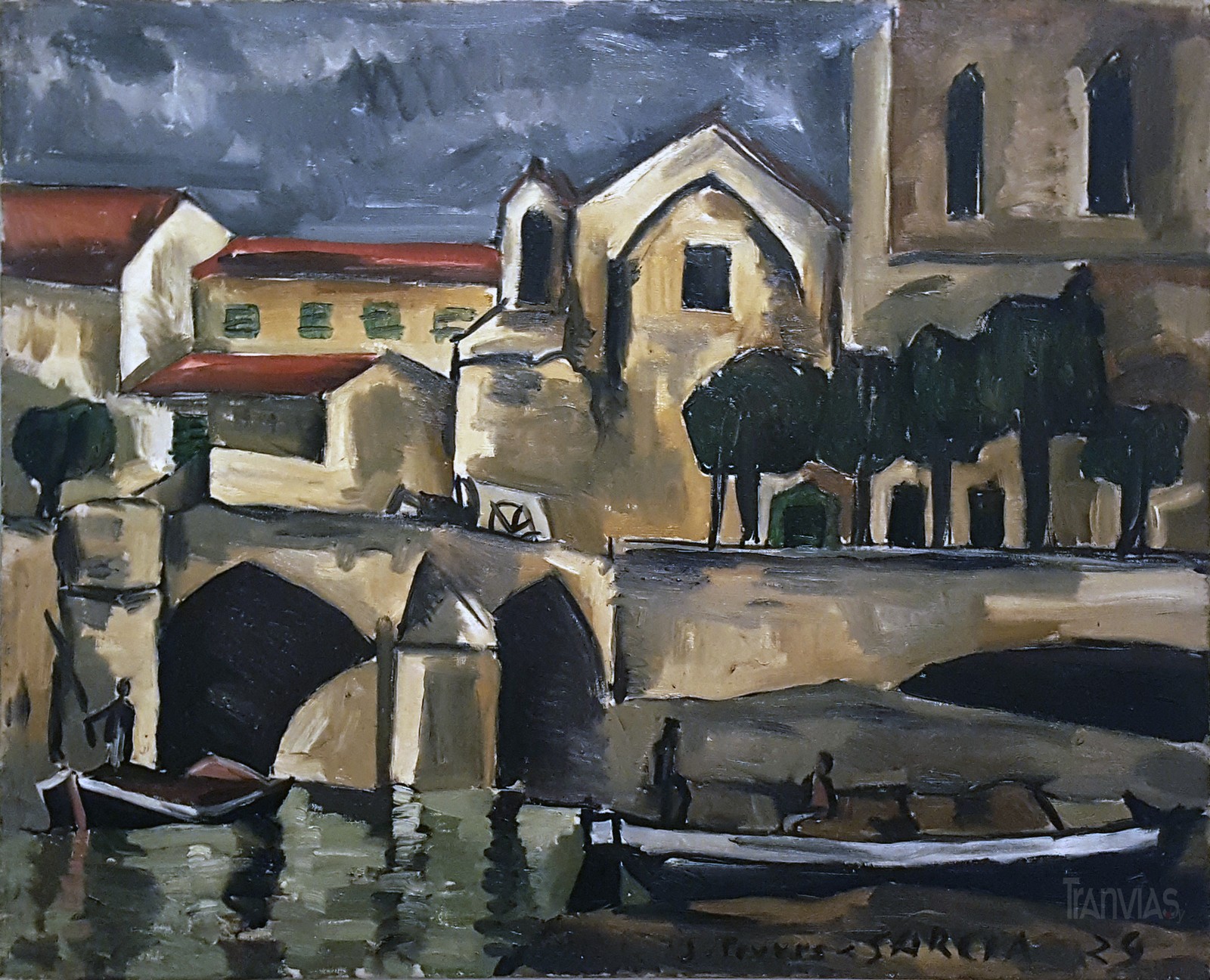 Puente de barcas, 1929, oleo sobre tela