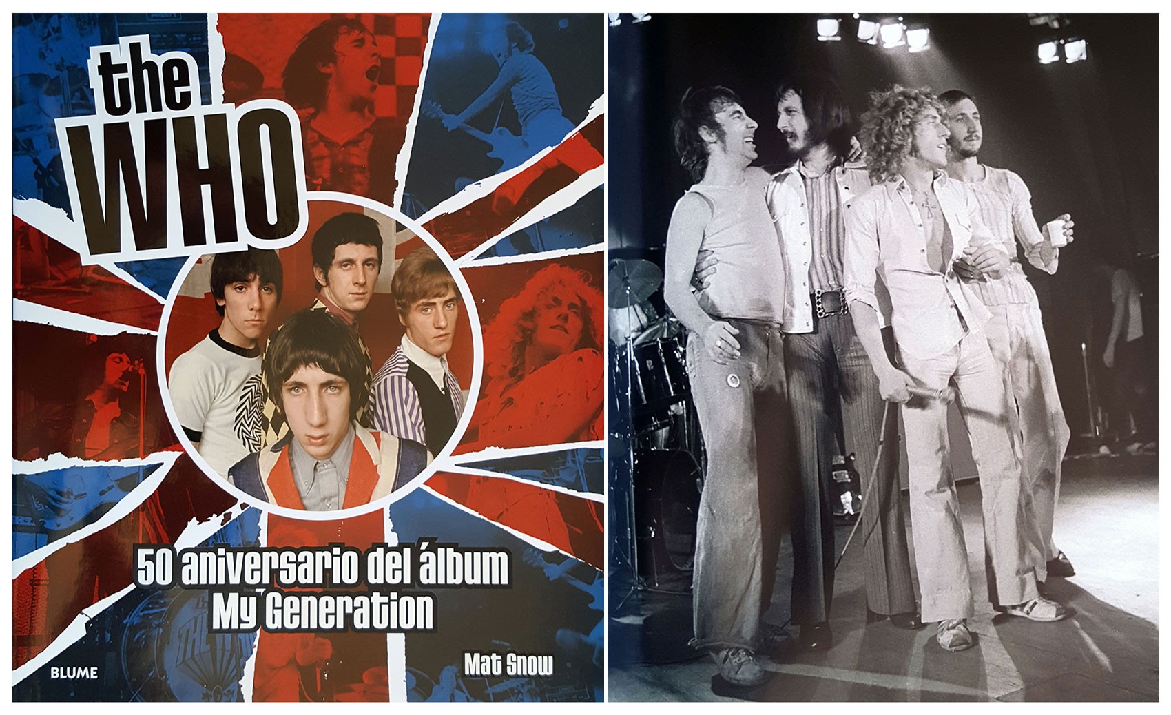 Tapa del libro The Who 50 aniversario del álbum My Generation, y foto The Who en 1973