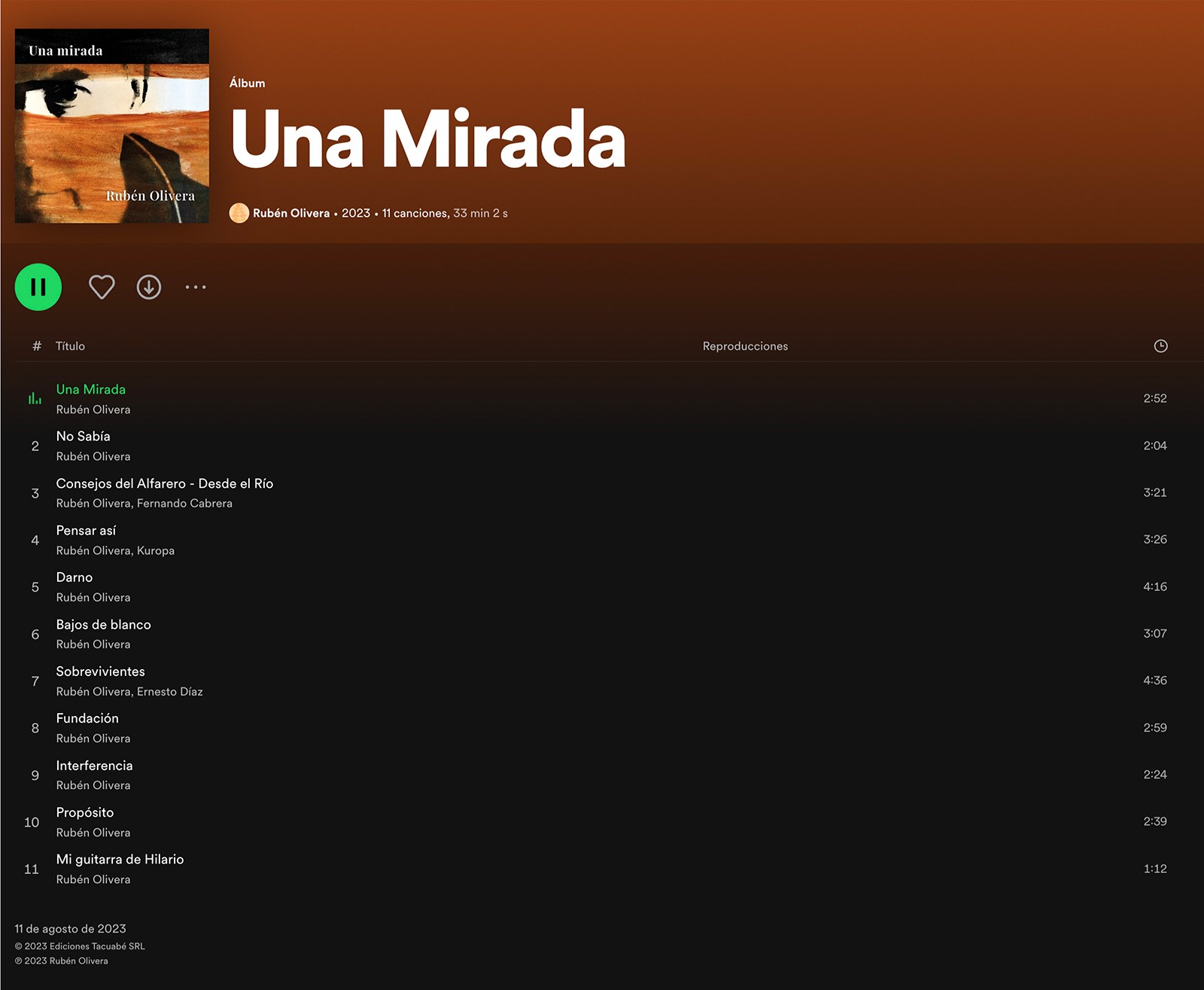 Entre miles de miradas, Una Mirada, Rubén Olivera