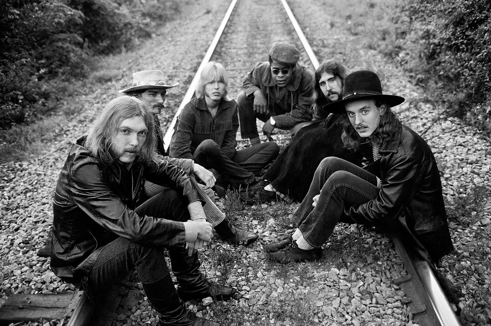 The 1969 Allman Brothers in Macon, Ga.: from left, Duane Allman, Dickey Betts, Gregg Allman, Jai Johanny Johanson, Berry Oakley and Butch Trucks