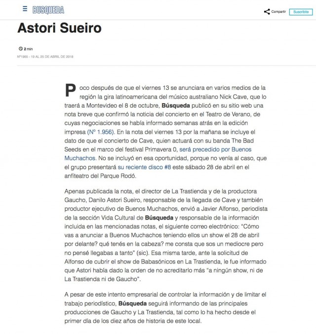 Danilo Astori continúa censurando periodistas