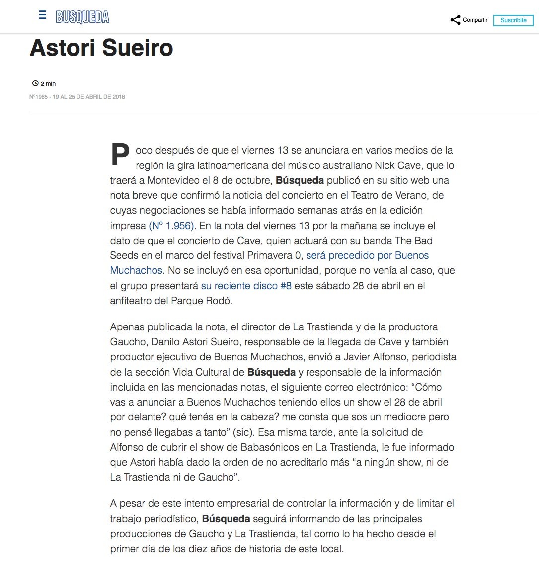 Danilo Astori continúa censurando periodistas